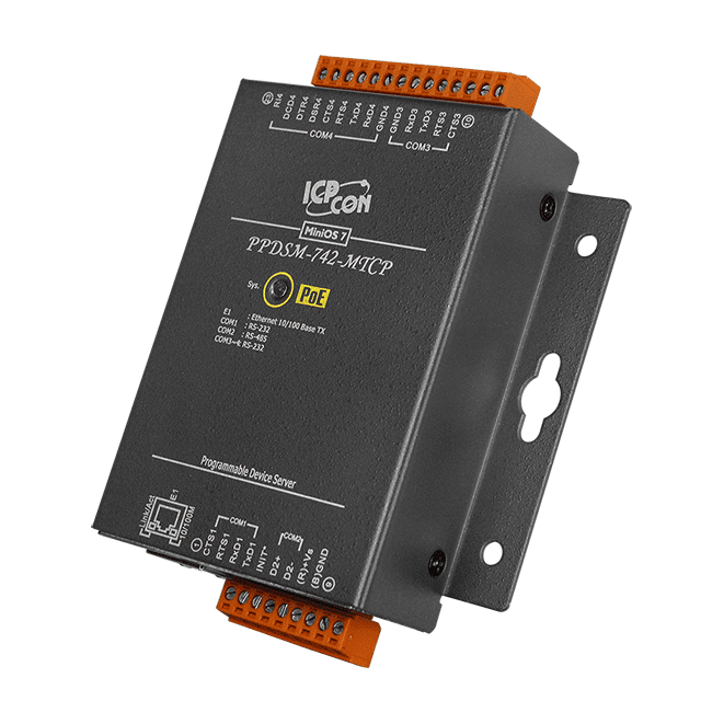 PPDSM-742-MTCP Programmable Device Server, 3x RS-232 + 1x RS-485, PoE