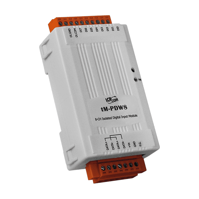 tM-PDW8 8-channel Isolated Digital Input Module, Dry/Wet Contact, RS-485