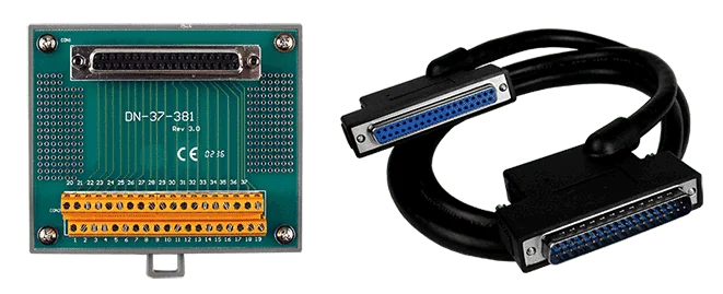 DN-37-381-A DB37 Female to Screw Terminal Board, 3.81 mm Pitch, DIN-rail
