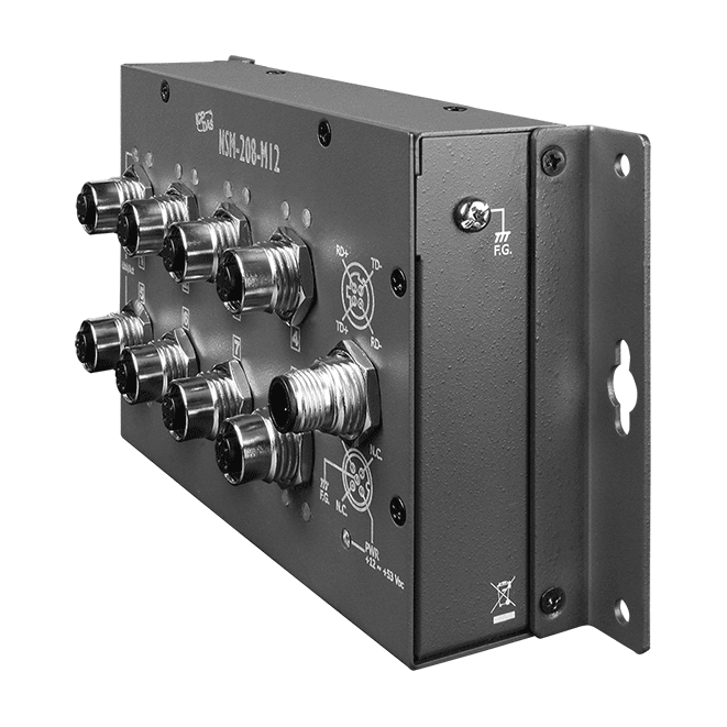 NSM-208-M12 EN50155 8-port M12 Unmanaged Ethernet Switch, 10/100 Mbps