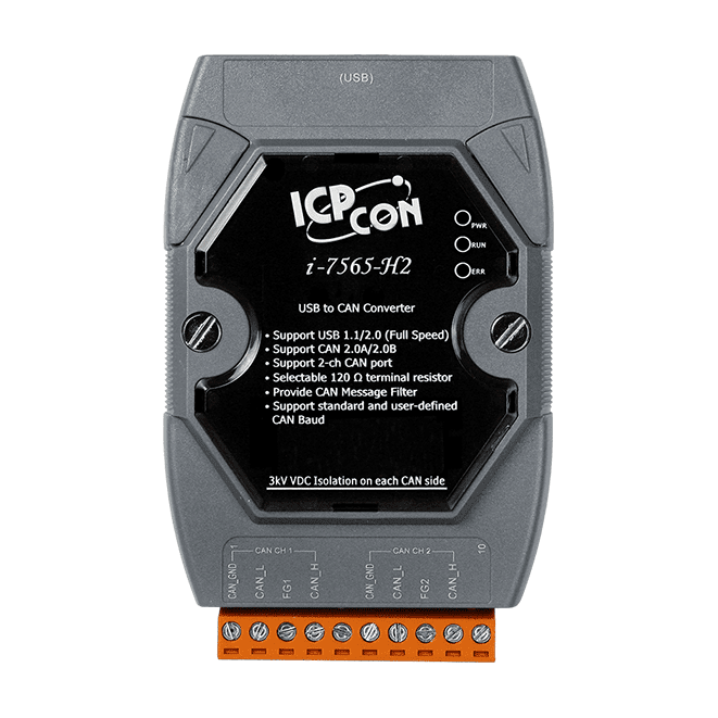I-7565-H2-G USB to 2-Port CAN Bus Converter, 2500Vrms Isolated, 5 kbps to 1 Mbps