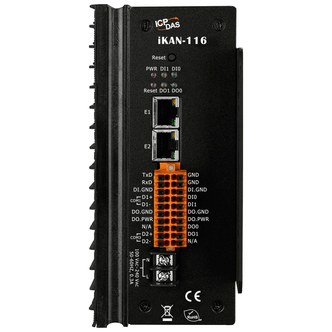 iKAN-116 Single-Row LED Message Display, 16/8-Character, Modbus