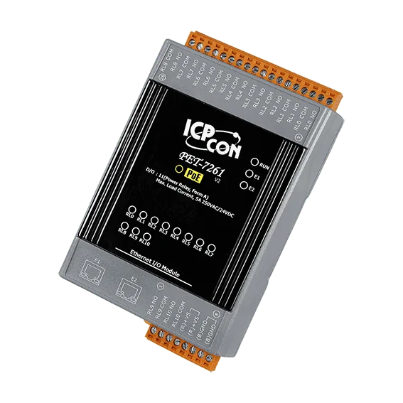 PET-7261 PoE Ethernet I/O Module, 11-ch Form A Power Relay