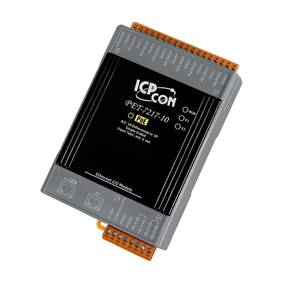 PET-7217-10 PoE Ethernet I/O Module, 10/20-ch Analog Input