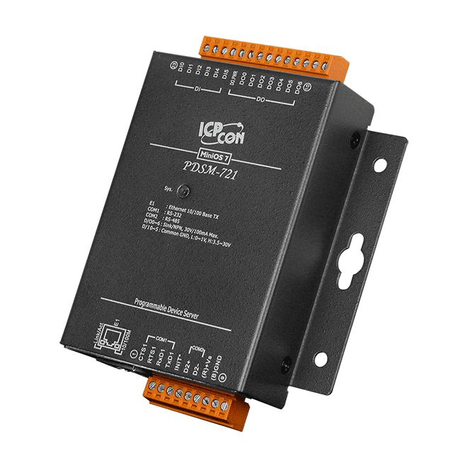 PDSM-721 Metal Serial-to-Ethernet Device Server, RS-232/RS-485, 6 DI/7 DO