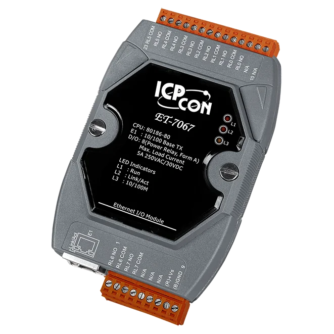 ET-7067 Ethernet I/O Module, 8-ch Power Relay Output, Modbus TCP