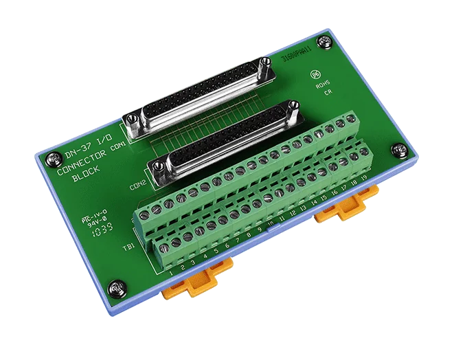 DN-37/N Female DB37 to Screw Terminal Board, 5.08 mm Pitch