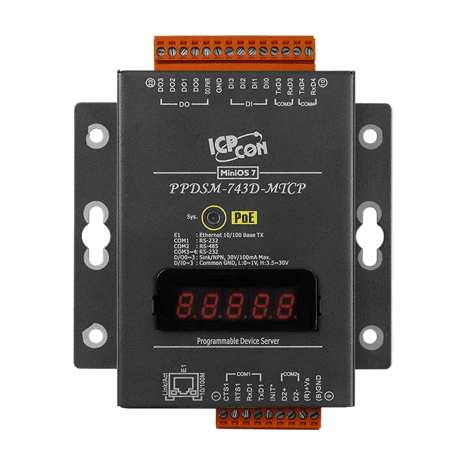 PPDSM-743D-MTCP Programmable Device Server, 3x RS-232 + 1x RS-485, PoE