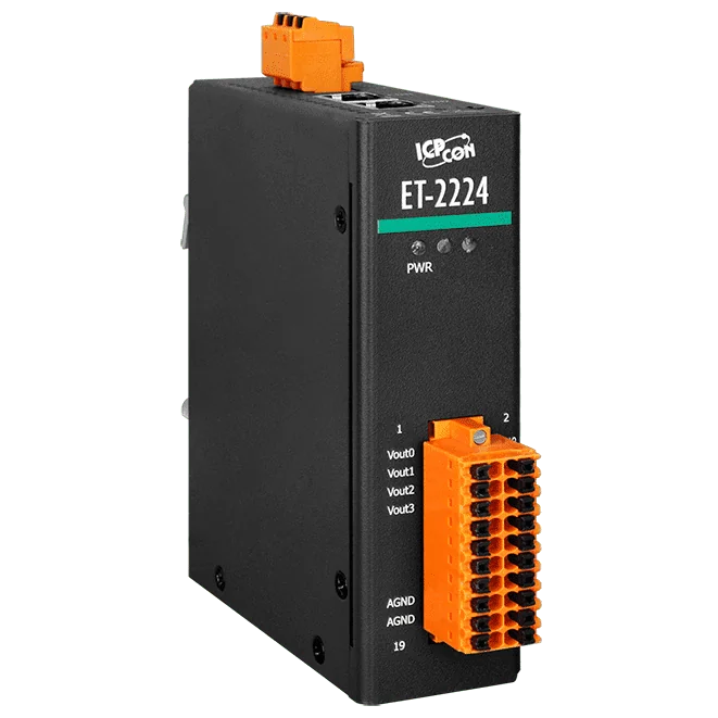 ET-2224 Ethernet I/O Module with 2-port Switch, 4-ch Analog Output