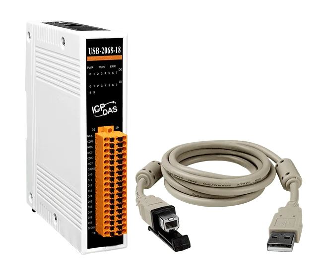 USB-2068-18 USB I/O Module, 10-ch DI and 8-ch Form C Relay Output