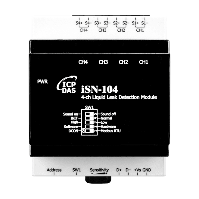 iSN-104 Liquid Leak Detection Module, 4-ch with Modbus RTU and DCON