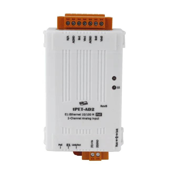 tPET-AD2 PoE Ethernet Module, 2-ch Isolated Analog Input