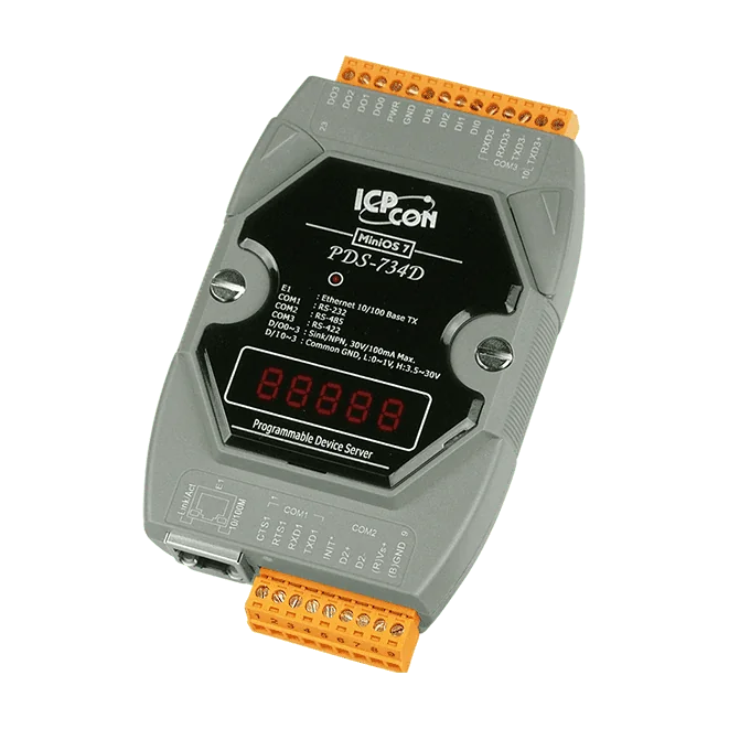 PDS-734D Programmable Serial-to-Ethernet Device Server with 4x DI/4x DO