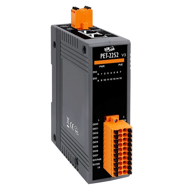 PET-2252 PoE Ethernet I/O Module, 16-ch Universal DIO