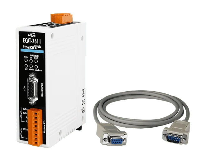 ECAT-2611 EtherCAT to Modbus RTU Protocol Gateway, RS-232/422/485