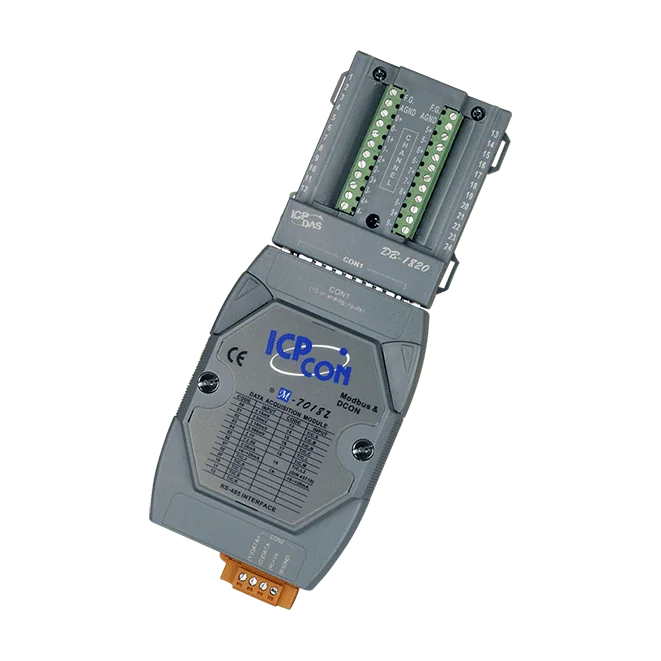 M-7018Z-G/S 10-ch Thermocouple Input Module using DCON and Modbus Protocols (Gray Cover)