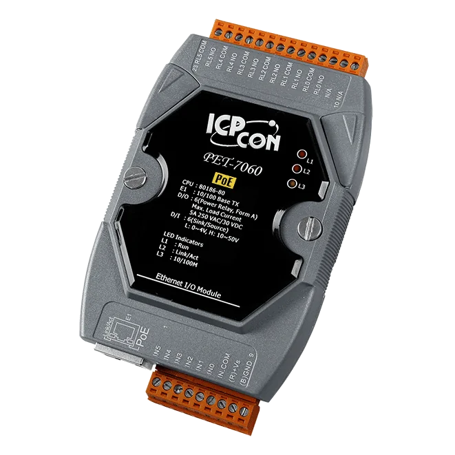 PET-7060 PoE I/O Module, 6-ch DI with Counter and 6-ch Power Relay