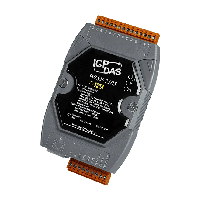 WISE-7105 Intelligent I/O Module, 8-ch Thermistor Input, 4-ch DO, PoE