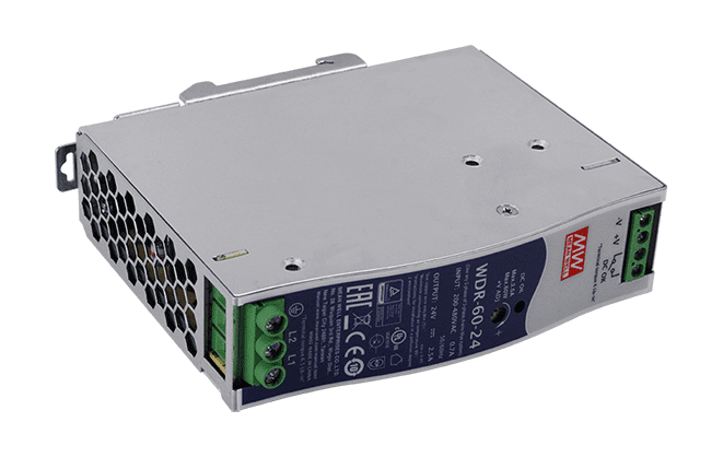 WDR-60-24 DIN-Rail Power Supply, 180~550 VAC to 24 VDC/2.5 A, 60 W