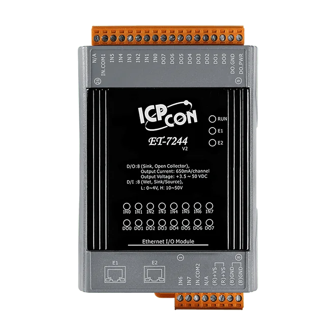 ET-7244 Ethernet I/O Module, 8-ch DI/DO with 2-port Ethernet Switch
