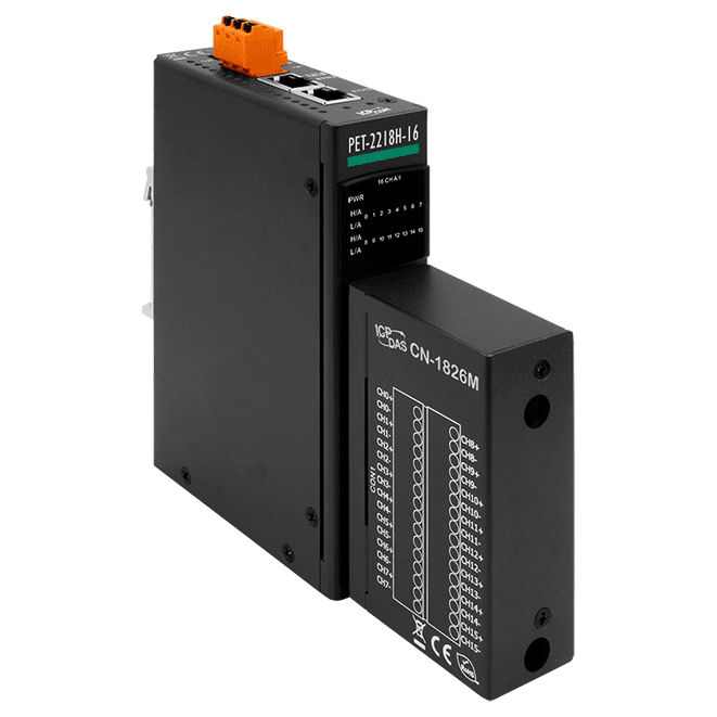 PET-2218H-16/S1 PoE I/O Module with 2-port Ethernet Switch, 16-ch High Speed Thermocouple Input, 100 S/s