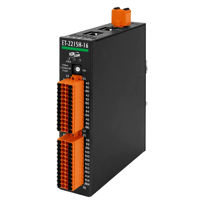 ET-2215H-16 Ethernet I/O Module with 2-port Switch, 16-ch High Speed RTD Input