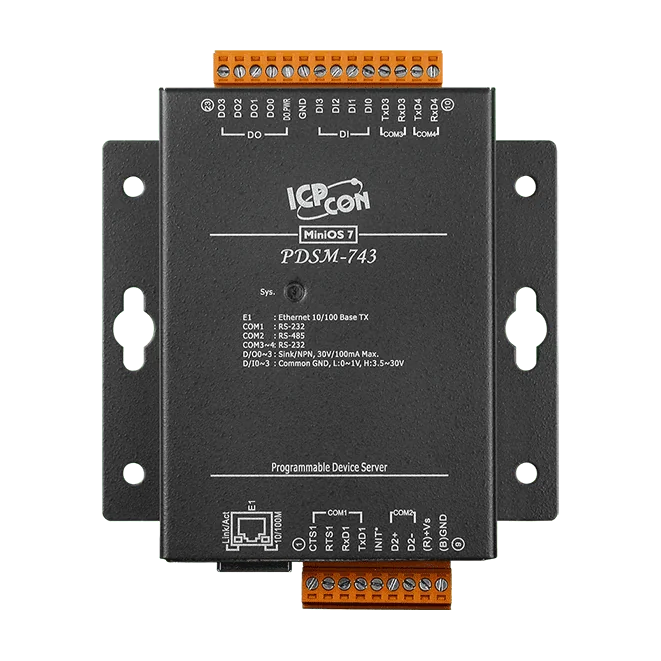 PDSM-743 Serial-to-Ethernet Device Server, 3x RS-232 and 1x RS-485, Metal Case