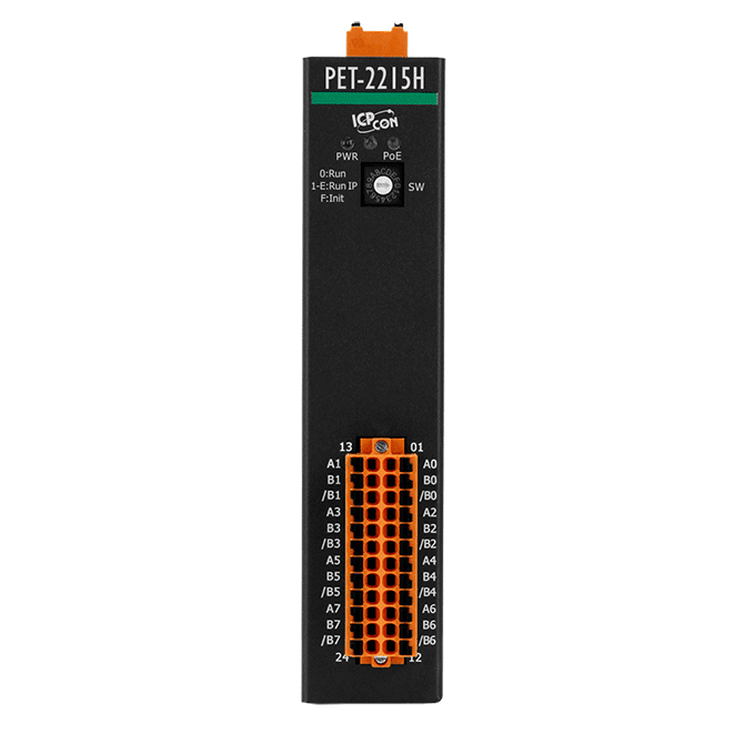 PET-2215H PoE I/O Module, 8-ch High-speed RTD Input, 2-port Ethernet Switch