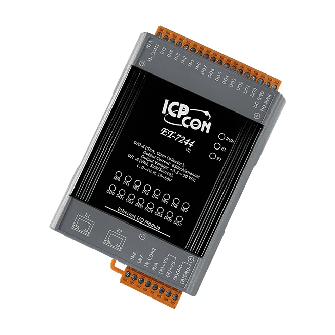 ET-7244 Ethernet I/O Module, 8-ch DI/DO with 2-port Ethernet Switch