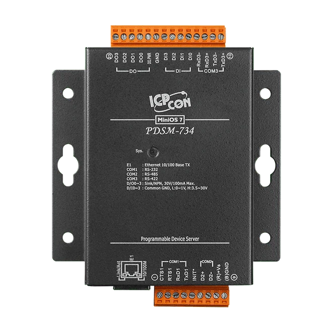 PDSM-734 Programmable Serial-to-Ethernet Device Server, 4 DI/4 DO