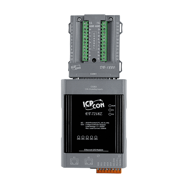 ET-7218Z/S Ethernet I/O Module with 2-port Ethernet Switch, 10-ch Thermocouple Input, 3-ch DO