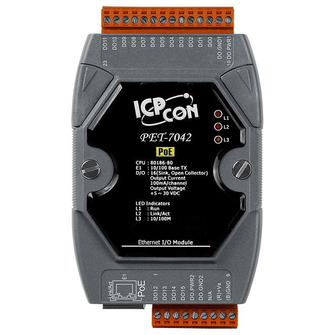 PET-7042 PoE I/O Module, 16-ch Sink-Type Digital Output