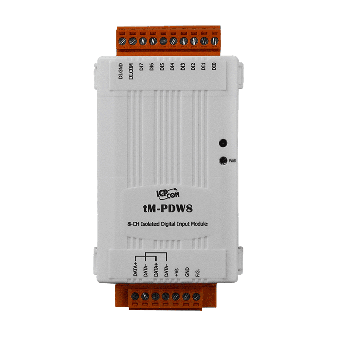 tM-PDW8 8-channel Isolated Digital Input Module, Dry/Wet Contact, RS-485