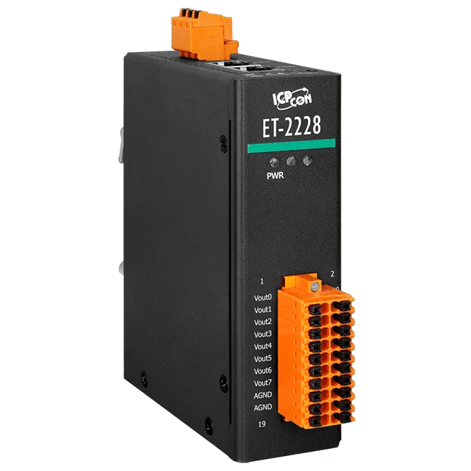 ET-2228 Ethernet I/O Module, 8-ch Analog Output with 2-port Switch