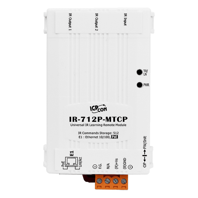 IR-712P-MTCP PoE IR Learning Module, 2-ch IR Output, Modbus TCP