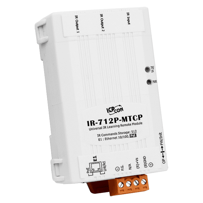IR-712P-MTCP PoE IR Learning Module, 2-ch IR Output, Modbus TCP