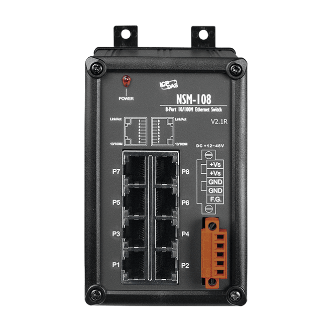 NSM-108 Unmanaged 8-Port Industrial Ethernet Switch, 10/100Base-TX