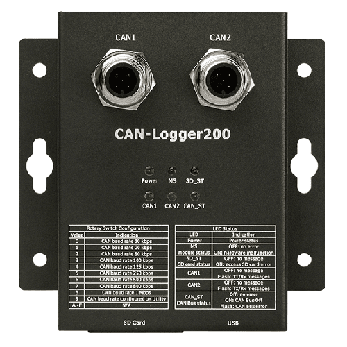 CAN-Logger200 2-Port CAN Bus Data Logger with SD/SDHC Storage