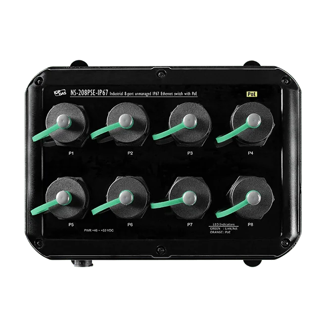 NS-208PSE-IP67 IP67 Unmanaged PoE PSE Ethernet Switch, 8 x 10/100M Ports