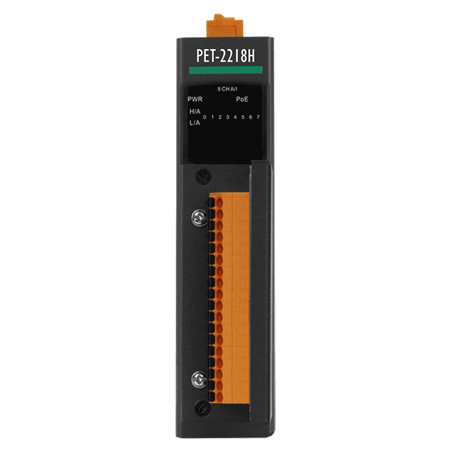 PET-2218H/S1 PoE I/O Module with 2-port Ethernet Switch, 8-ch High Speed Thermocouple Input, 100 S/s