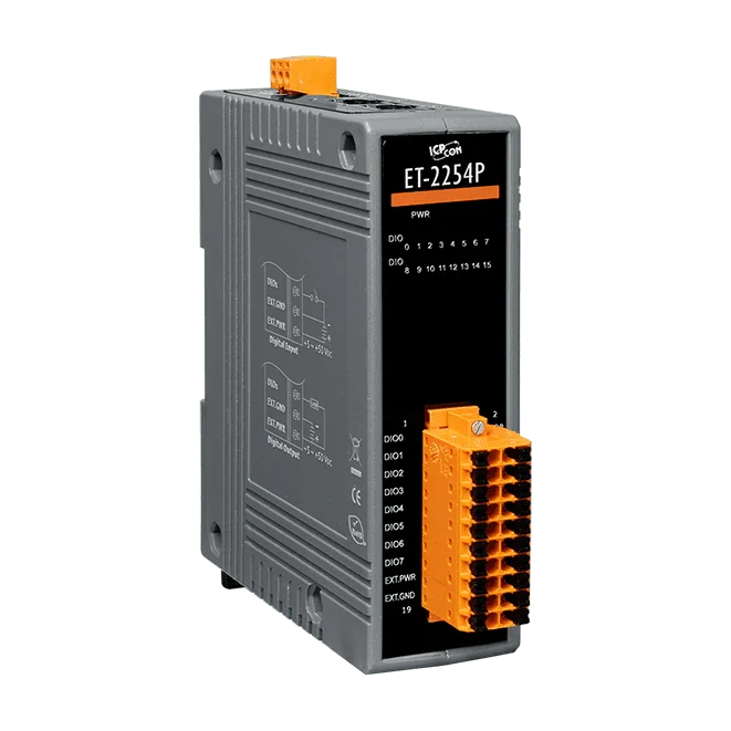 ET-2254P Ethernet I/O Module, 16-ch Universal DIO with 2-port Switch