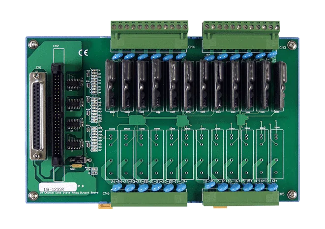 DB-12SSR/DIN 12-ch AC Solid-State Relay Daughter Board, DIN-rail Mount