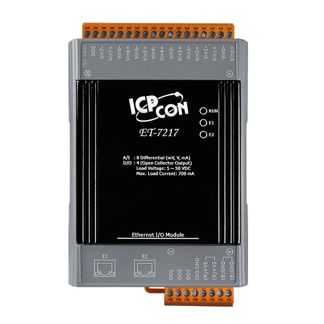 ET-7217 Ethernet I/O Module, 8-ch Analog Input, 4-ch Digital Output