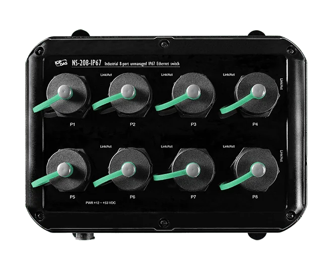 NS-208-IP67 Unmanaged IP67 Ethernet Switch, 8-Port 10/100Base-TX