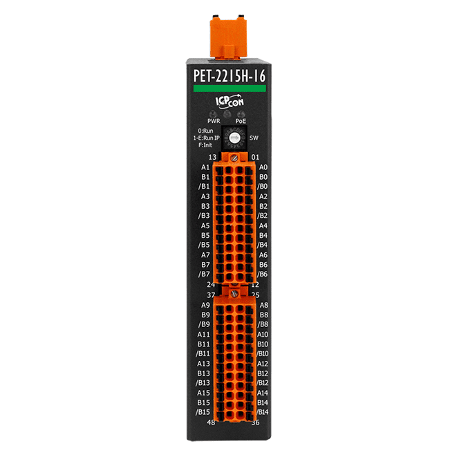 PET-2215H-16 PoE Ethernet I/O Module, 16-ch High Speed RTD Input