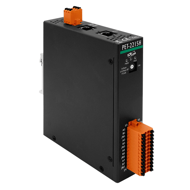 PET-2215H PoE I/O Module, 8-ch High-speed RTD Input, 2-port Ethernet Switch