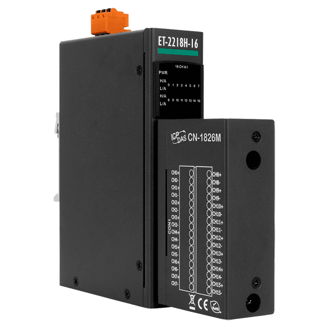 ET-2218H-16/S1 Ethernet I/O Module with 2-port Ethernet Switch, 16-ch High Speed Thermocouple Input, 100 S/s