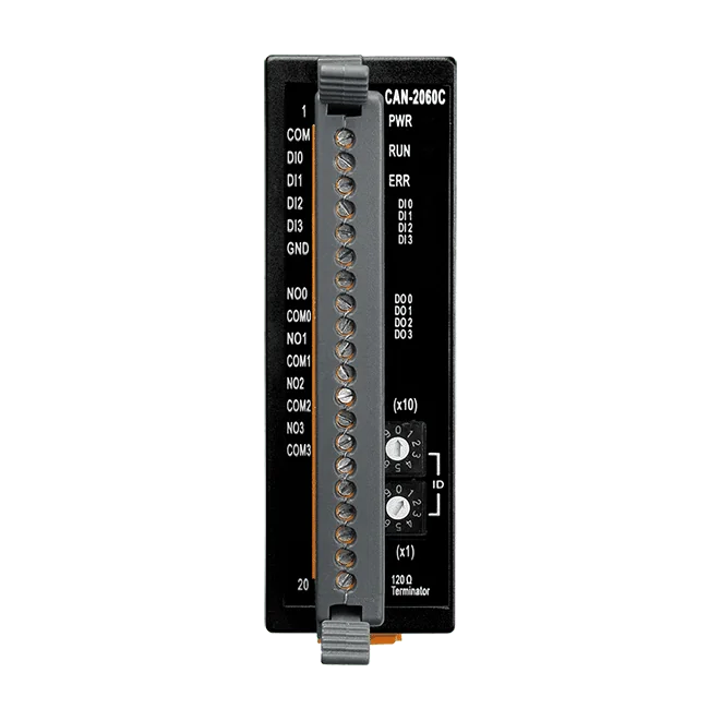 CAN-2060C CANopen Slave Module, 4-ch Isolated DI and 4-ch Relay Output