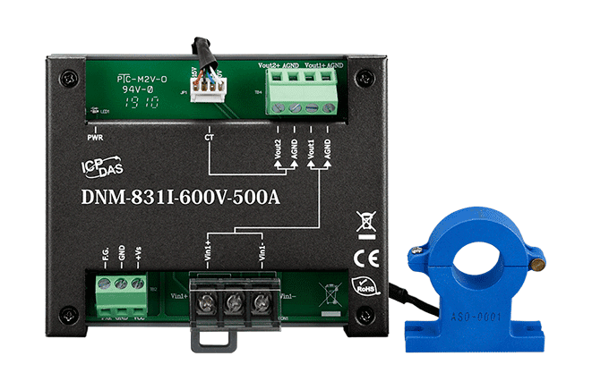 DNM-831I-600V-500A Voltage Attenuator and Current Transformer, 600 V / 500 A