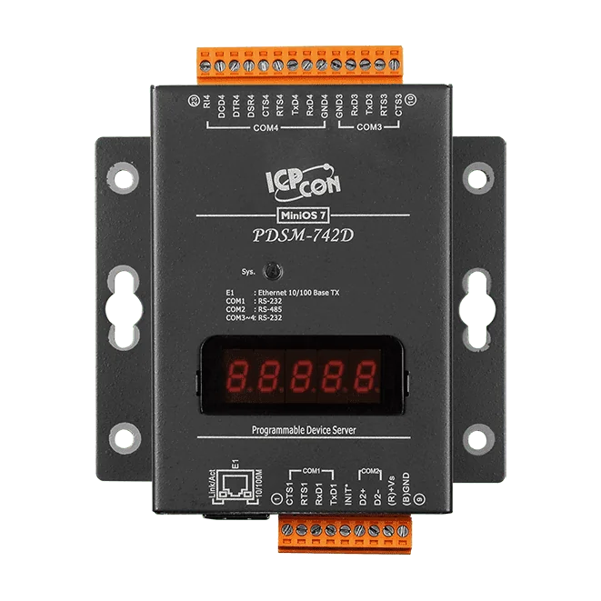 PDSM-742D Programmable Device Server, 3x RS-232 and 1x RS-485, Metal Case